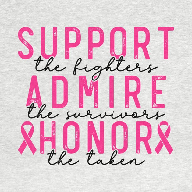 Breast Cancer Support - Honor - Survivor - Awareness Pink Ribbon Black & Pink Font by Color Me Happy 123